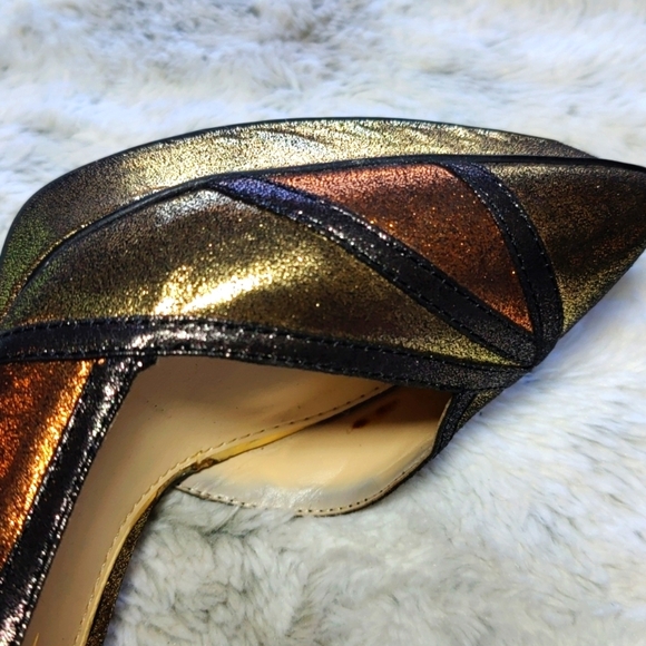 Jessica Simpson Vindie 8M Metallic Gold and Copper Ankle Strap Platform Heels - Picture 12 of 15